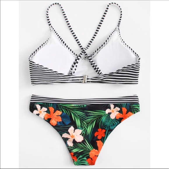 Tropical Flower Striped Bikini - Picture 3 of 3